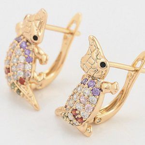 18 K Gold color The crocodile zircon earring